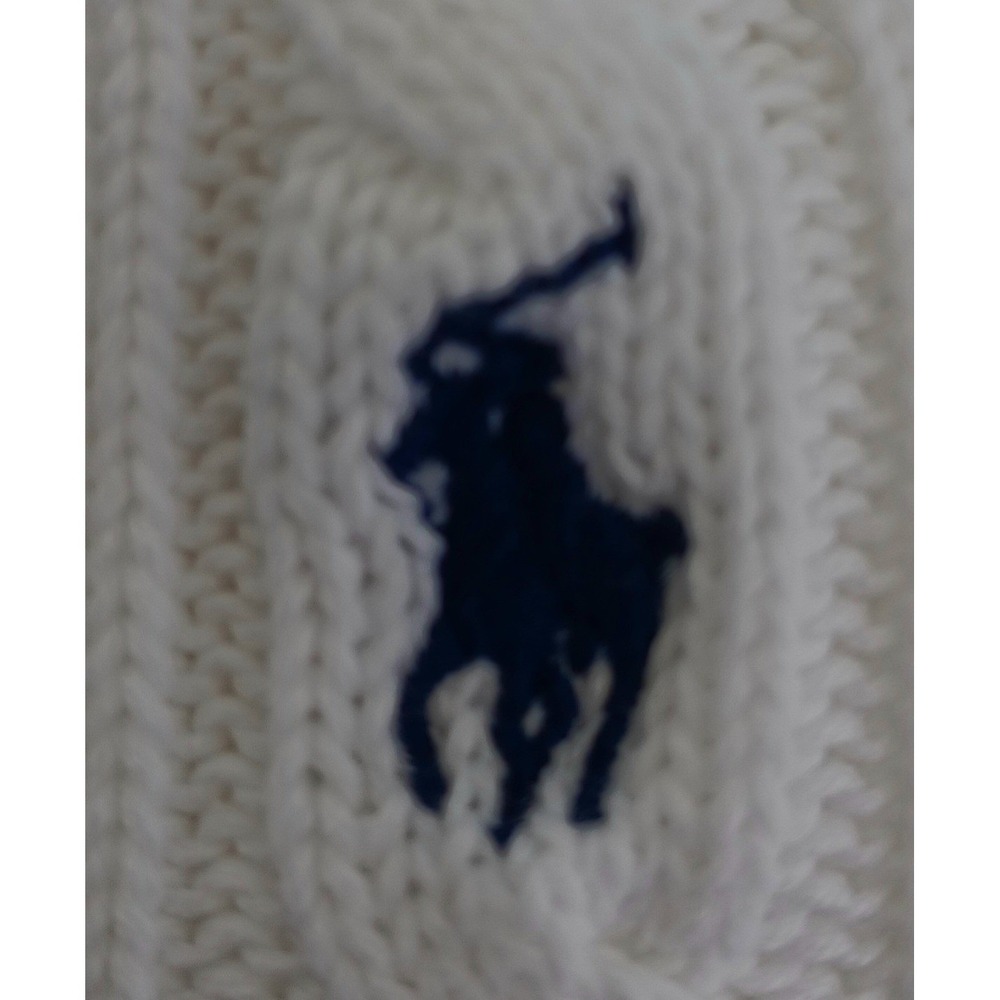 Polo by Ralph Lauren White Cable-Knit Midi Dress with Navy Pony - Picture 3 of 11